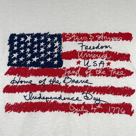 Jerzees Womens Patriotic Short Sleeve T Shirt Size L White American Flag Freedom - Picture 4 of 9